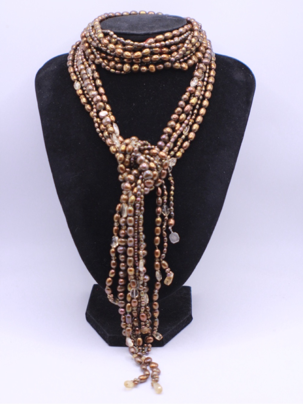 Coleman Douglas Pearls CDP Copper Freshwater Pearl & Citrine Lariat 56”